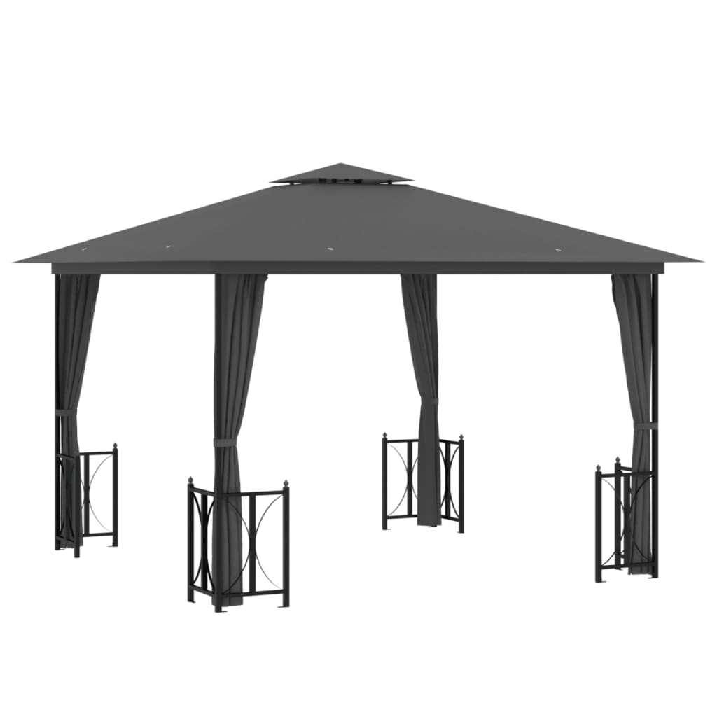 Gazebo com paredes laterais e telhado duplo 3x3 m cor antracite - Image 2