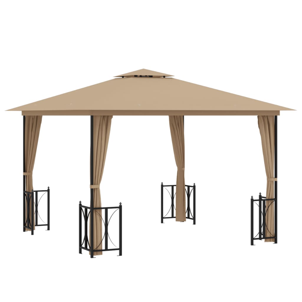 Gazebo c/ paredes laterais e telhado duplo 3x3 m cinza-acast. - Image 2