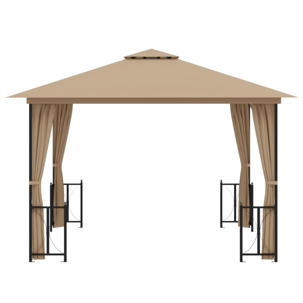 Gazebo c/ paredes laterais e telhado duplo 3x3 m cinza-acast. - Image 3