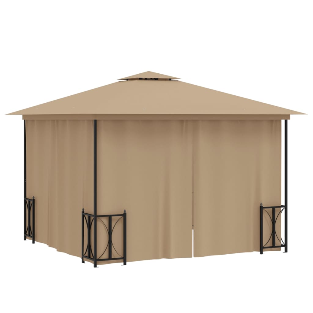 Gazebo c/ paredes laterais e telhado duplo 3x3 m cinza-acast. - Image 4