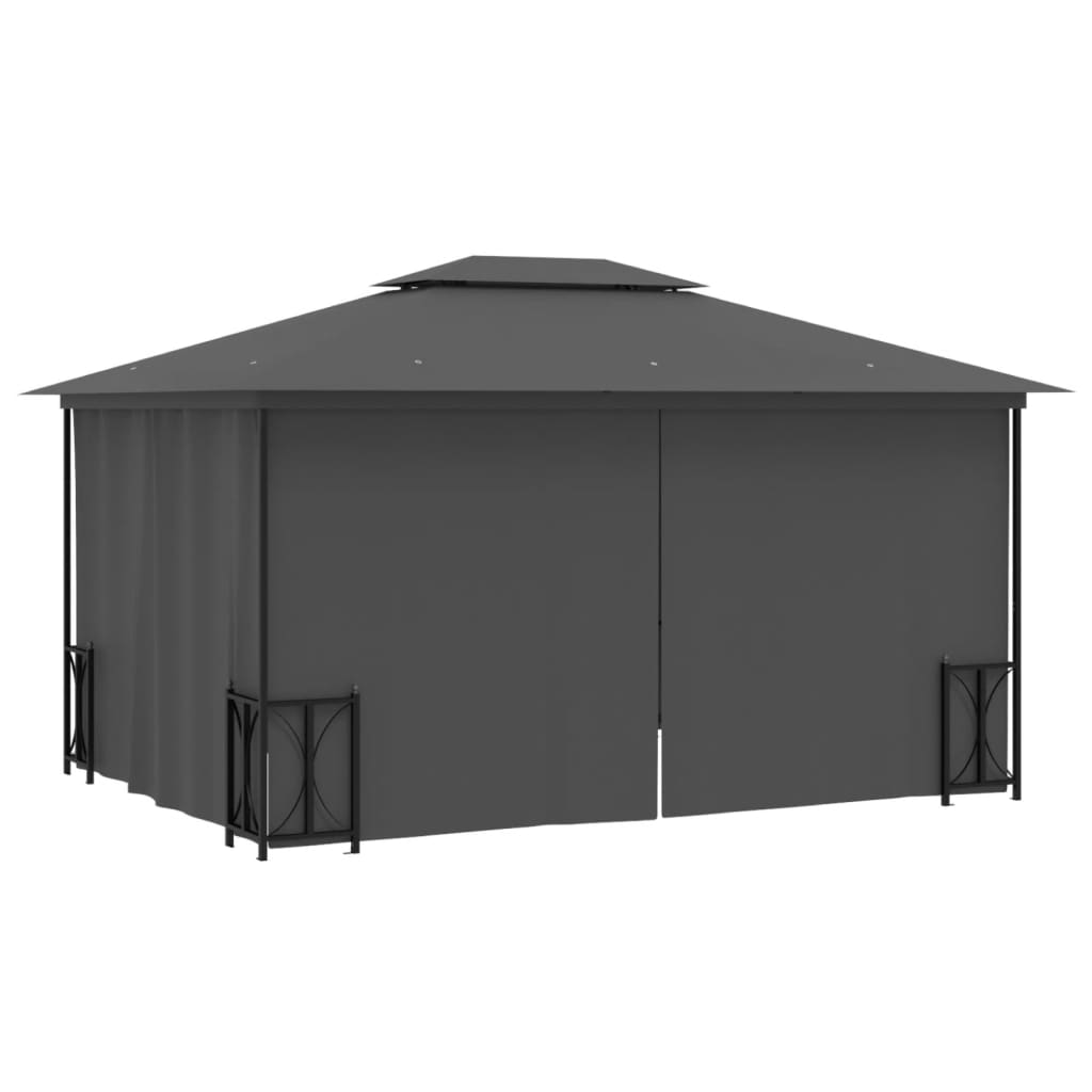 Gazebo com paredes laterais e telhado duplo 3x4 m cor antracite - Image 4