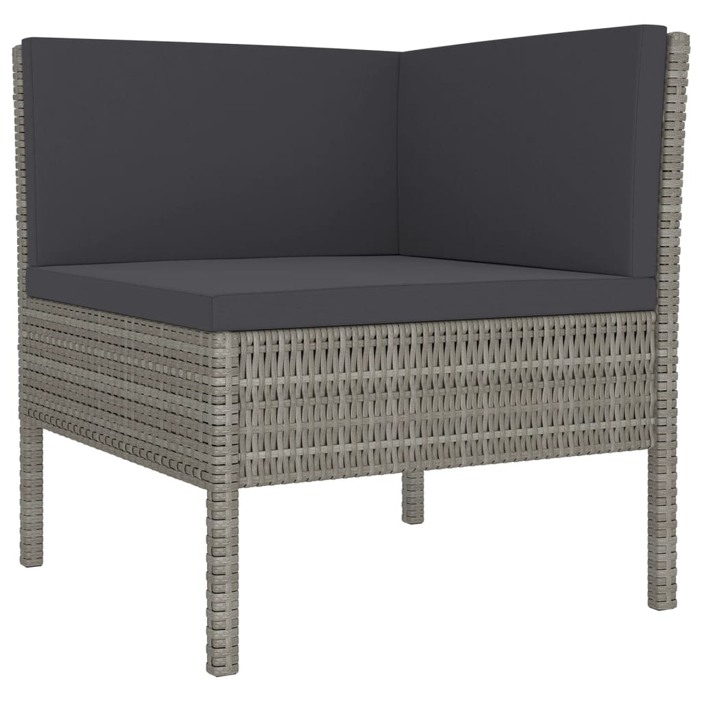 12 pcs conjunto lounge de jardim c/ almofadões vime PE cinzento - Image 4