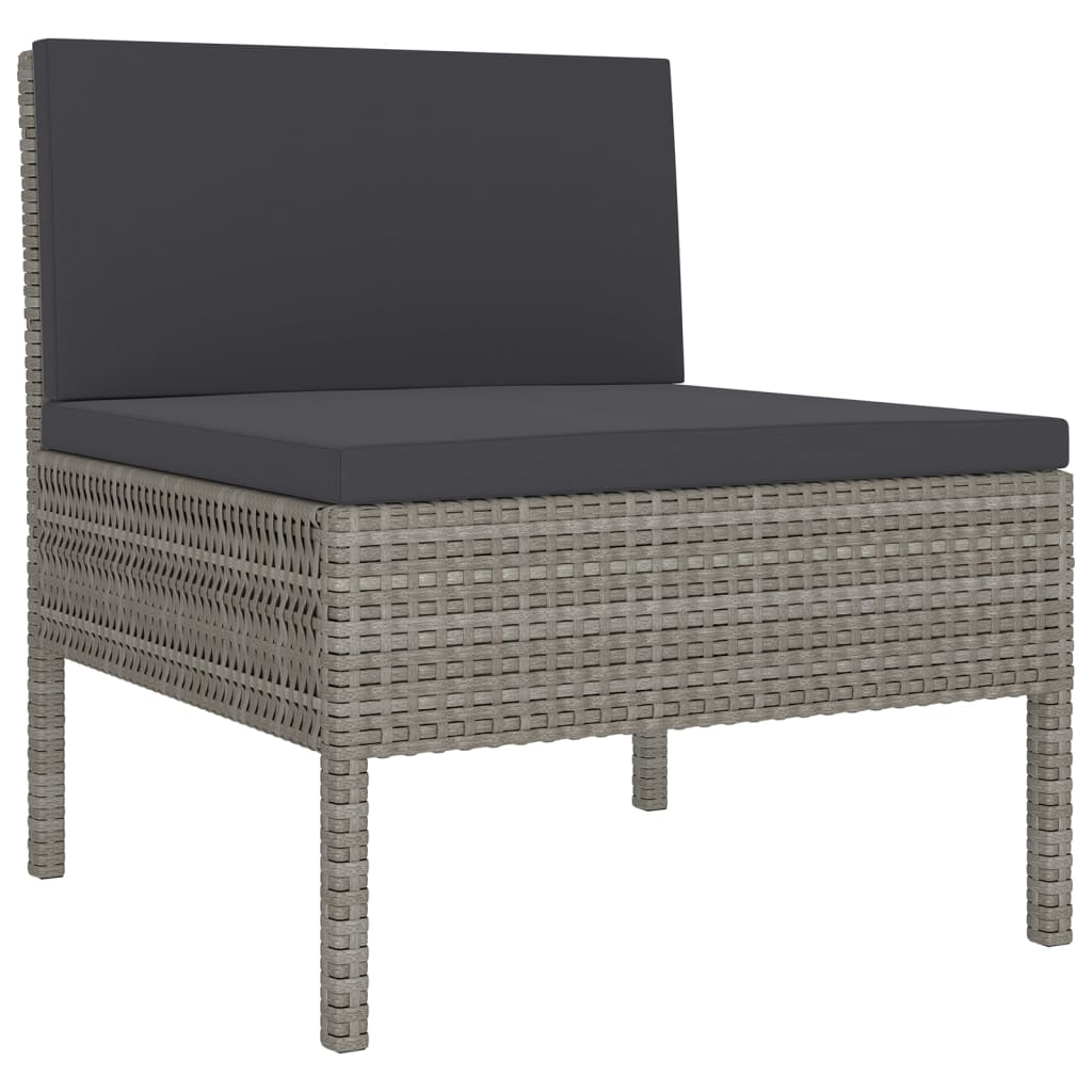 12 pcs conjunto lounge de jardim c/ almofadões vime PE cinzento - Image 5