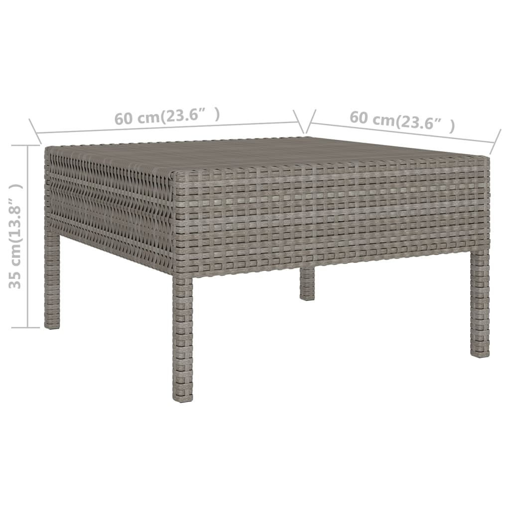 12 pcs conjunto lounge de jardim c/ almofadões vime PE cinzento - Image 7