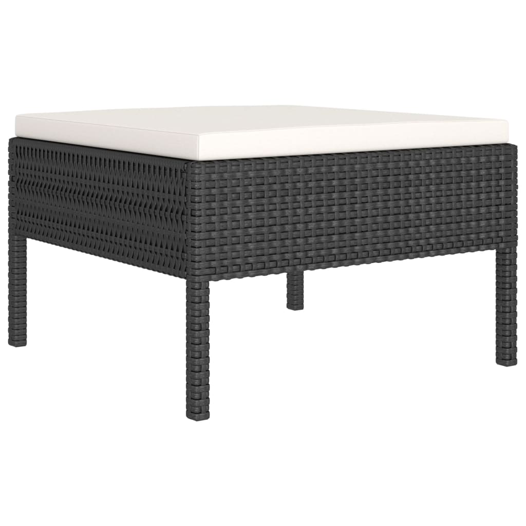 11 pcs conjunto lounge de jardim c/ almofadões vime PE preto - Image 2