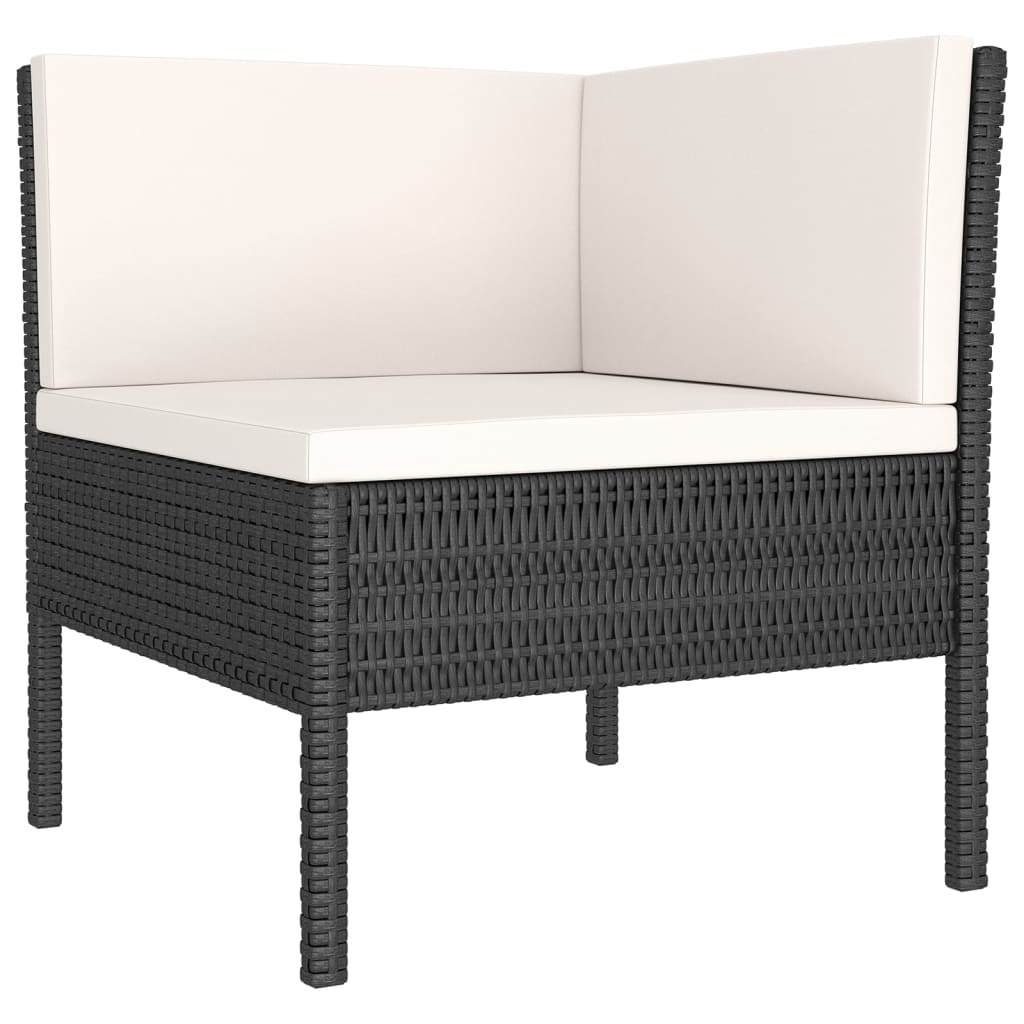 11 pcs conjunto lounge de jardim c/ almofadões vime PE preto - Image 4