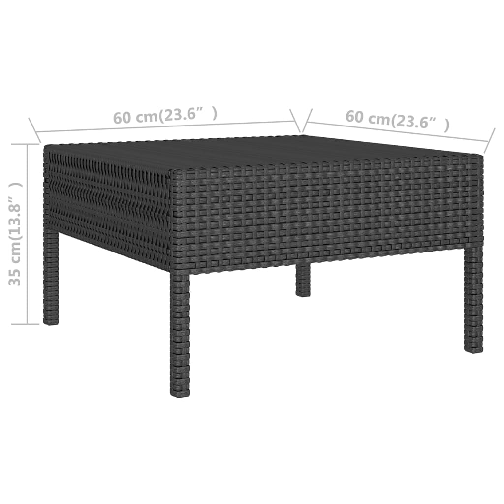 11 pcs conjunto lounge de jardim c/ almofadões vime PE preto - Image 7
