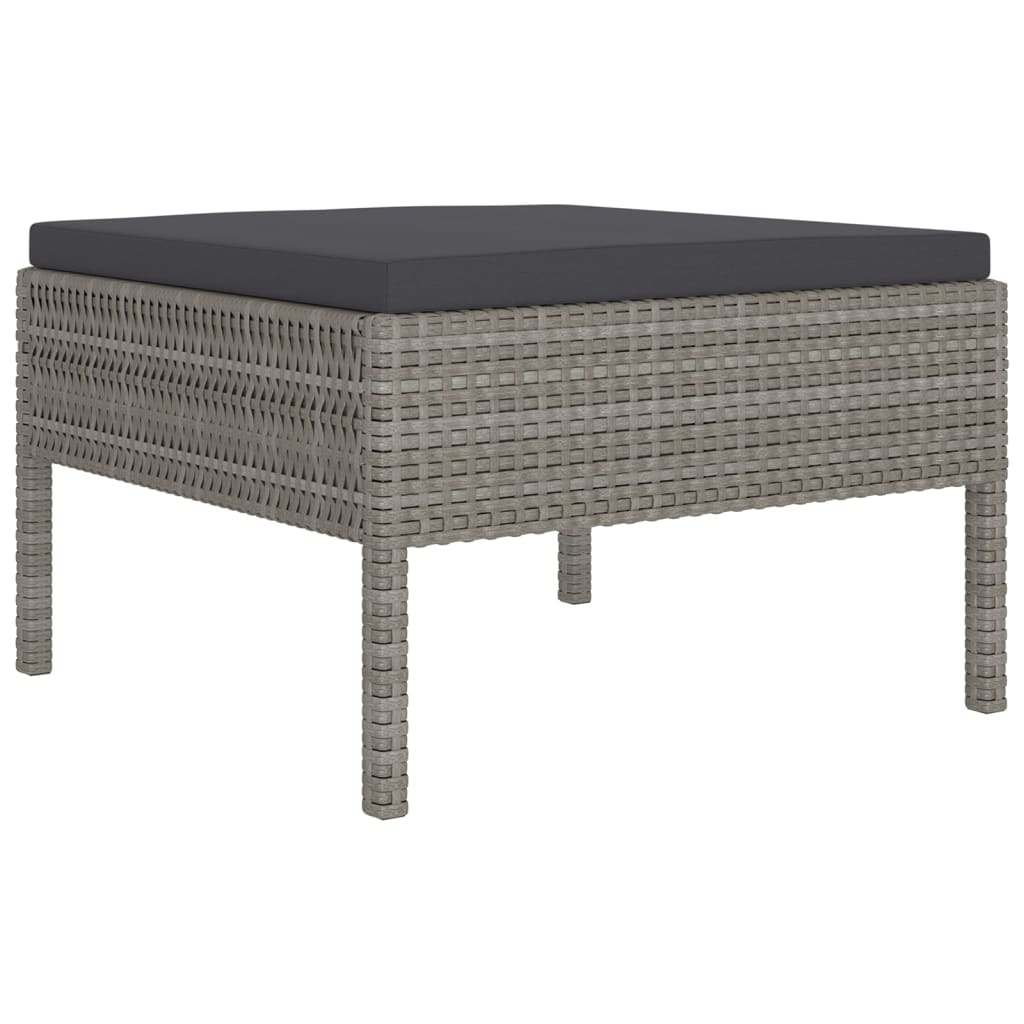 11 pcs conjunto lounge de jardim c/ almofadões vime PE cinzento - Image 2