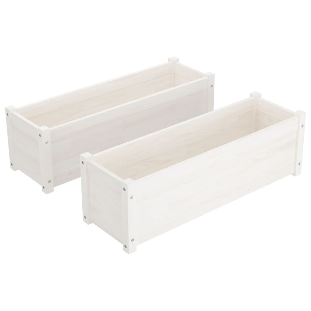 Vasos/floreiras de jardim 2 pcs 100x31x31cm pinho maciço branco - Image 2
