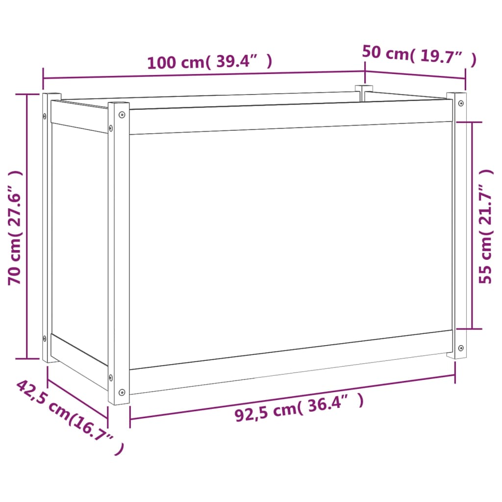 Vaso de jardim 100x50x70 cm madeira de pinho maciça - Image 8