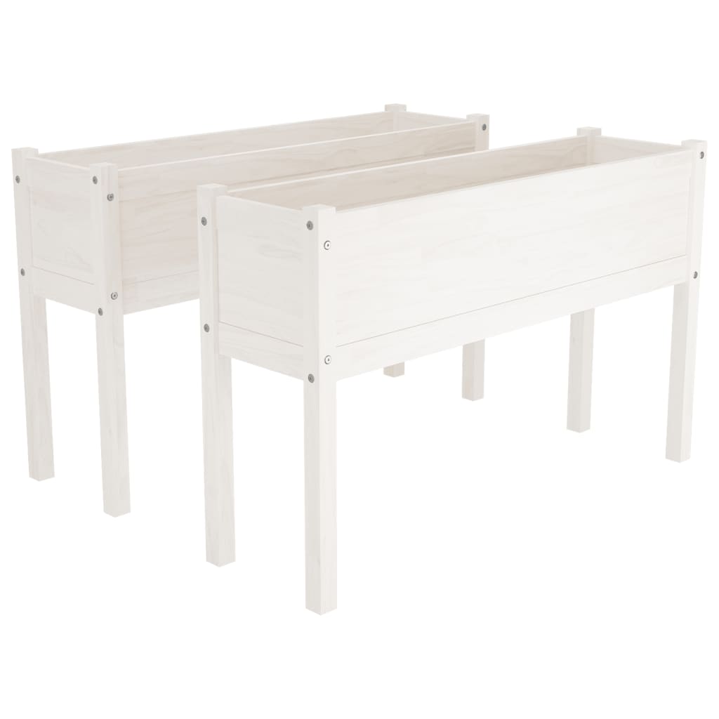Vasos/floreiras de jardim 2pcs 110x31x70 cm pinho maciço branco - Image 2