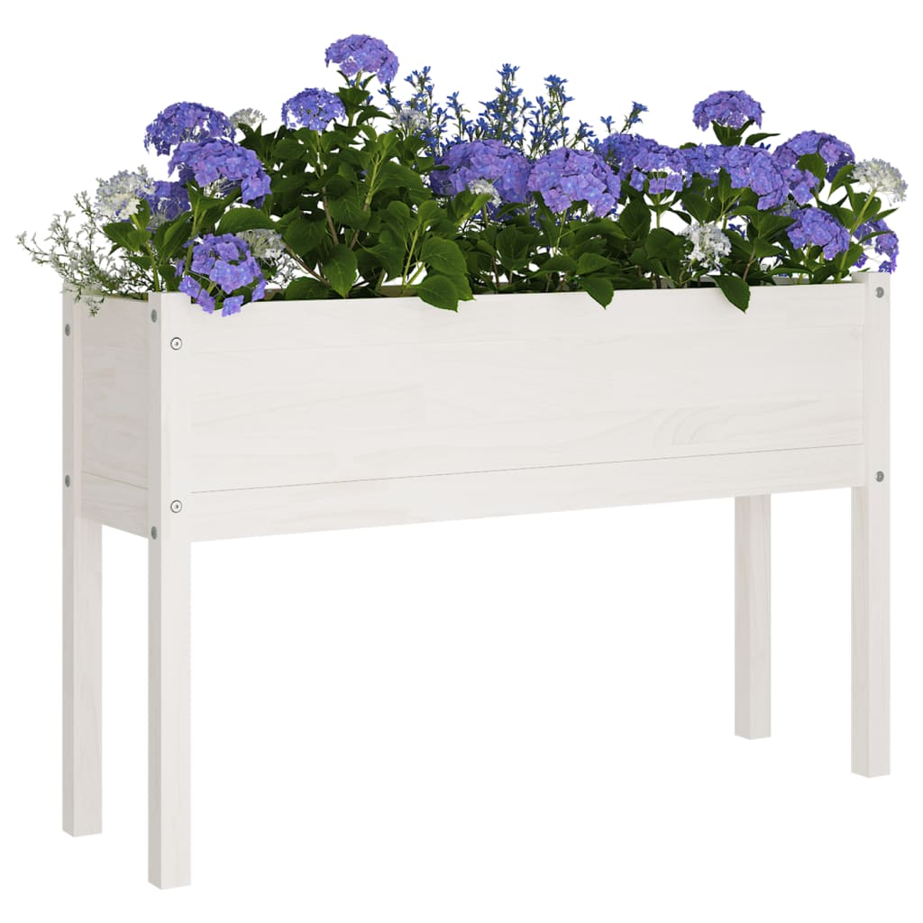 Vasos/floreiras de jardim 2pcs 110x31x70 cm pinho maciço branco - Image 3