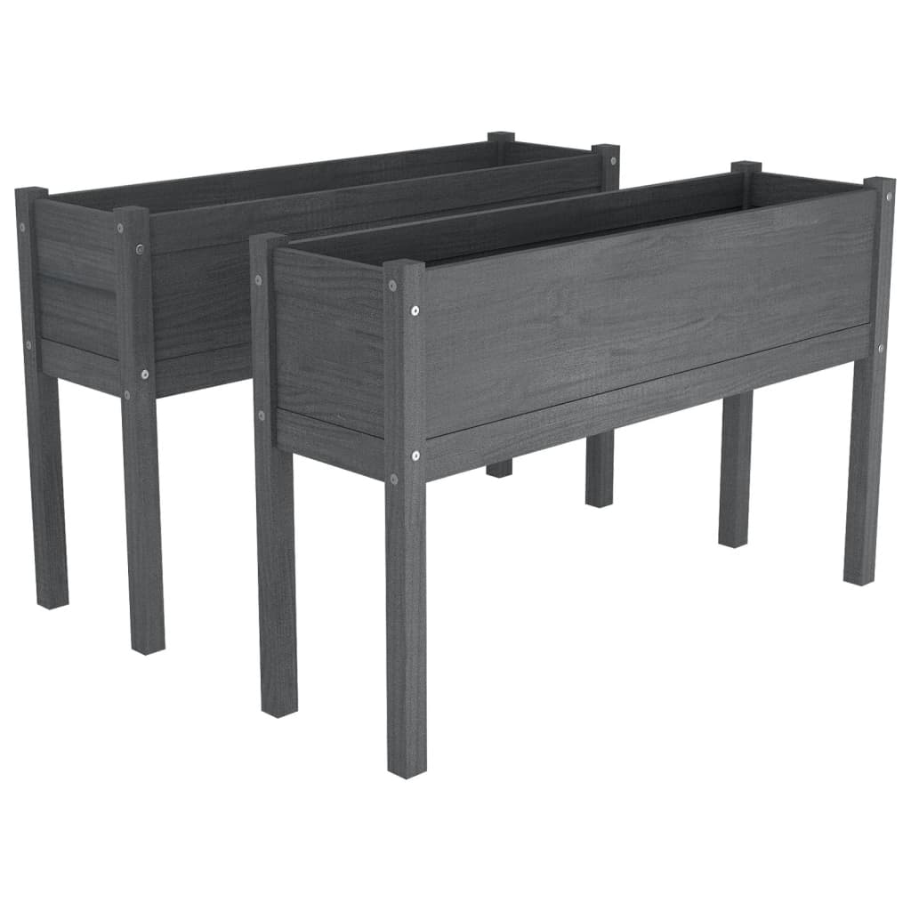 Vasos/floreiras de jardim 2 pcs 110x31x70 cm pinho maciço cinza - Image 2