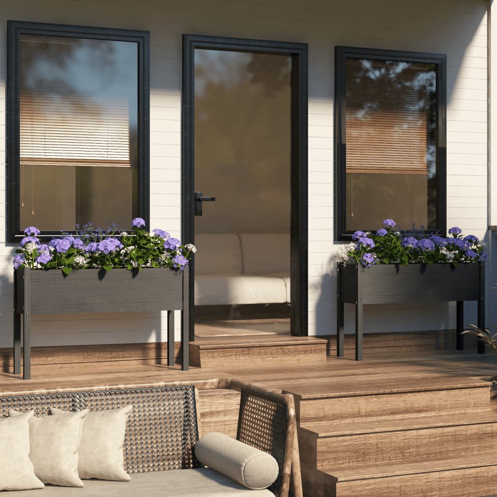 Vasos/floreiras de jardim 2 pcs 110x31x70 cm pinho maciço cinza