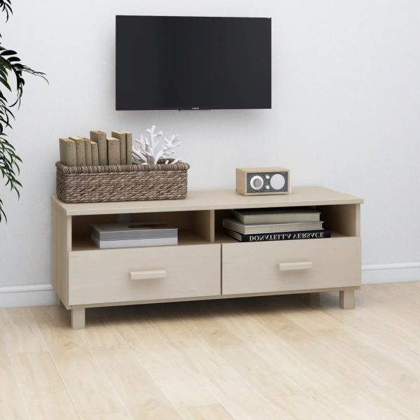Móvel de TV HAMAR 106x40x40 cm pinho maciço castanho-mel - Image 6
