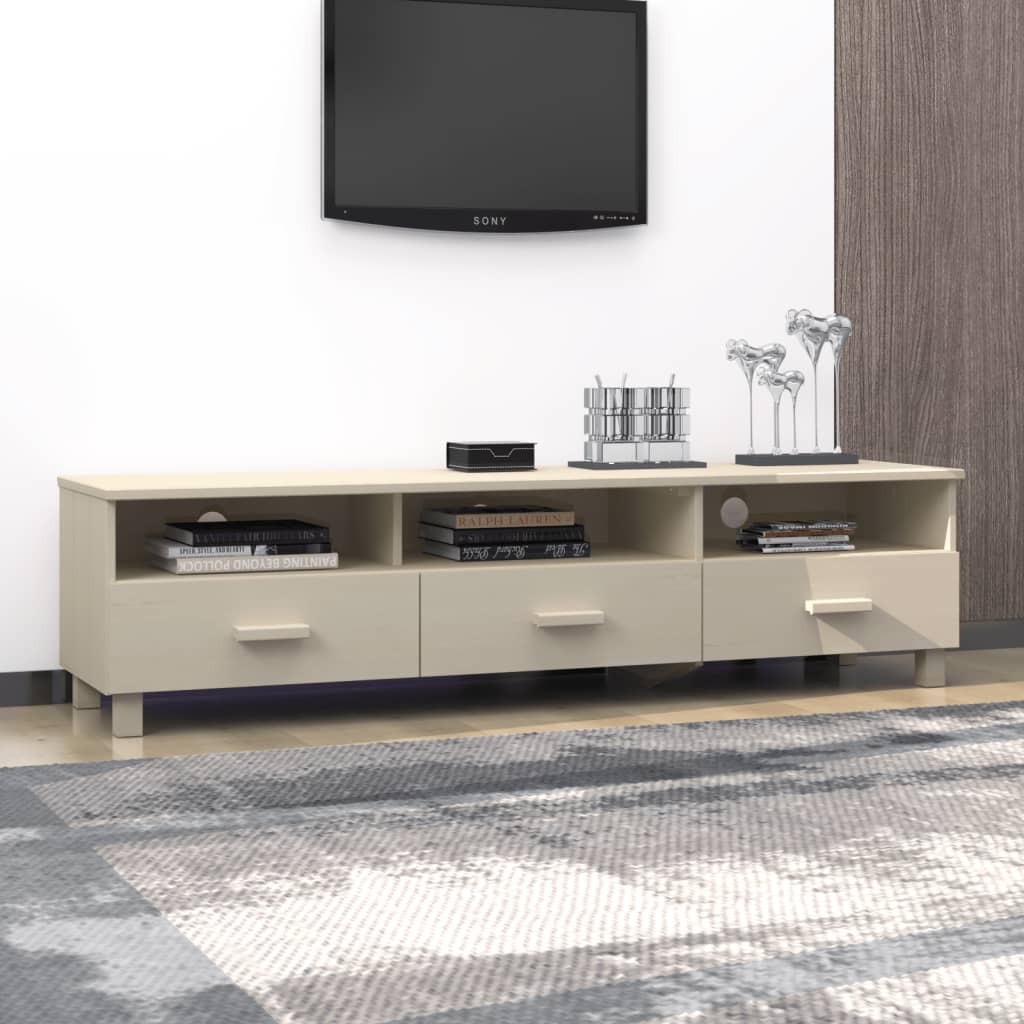 Móvel de TV HAMAR 158x40x40 cm pinho maciço castanho-mel - Image 6