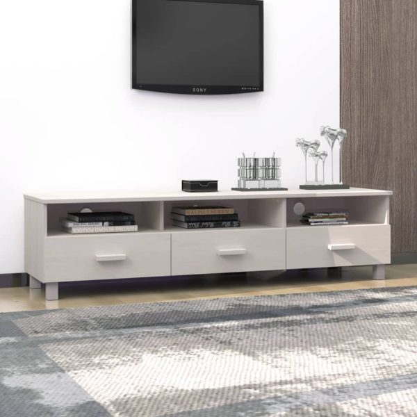 Móvel de TV HAMAR 158x40x40 cm pinho maciço branco - Image 6