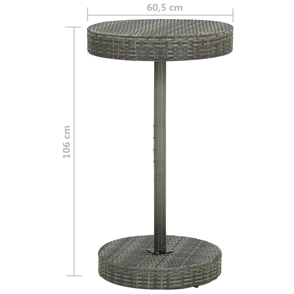 3 pcs conjunto de bar p/ jardim c/ almofadões vime PE cinzento - Image 8