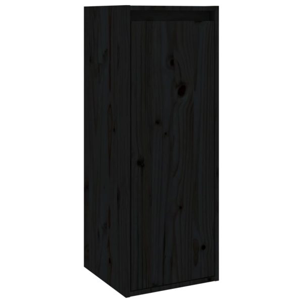 Armários de parede 2 pcs 30x30x80 cm pinho maciço preto - Image 4