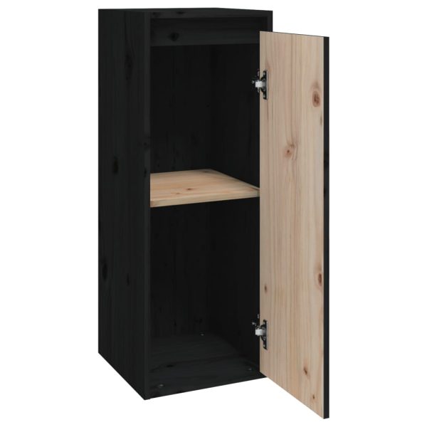 Armários de parede 2 pcs 30x30x80 cm pinho maciço preto - Image 6