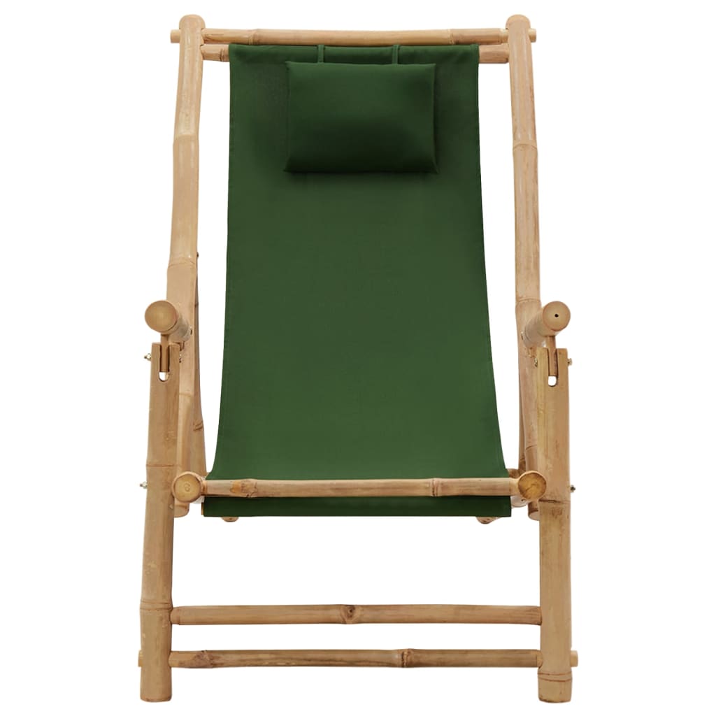 Cadeira de terraço de bambu e lona verde - Image 2