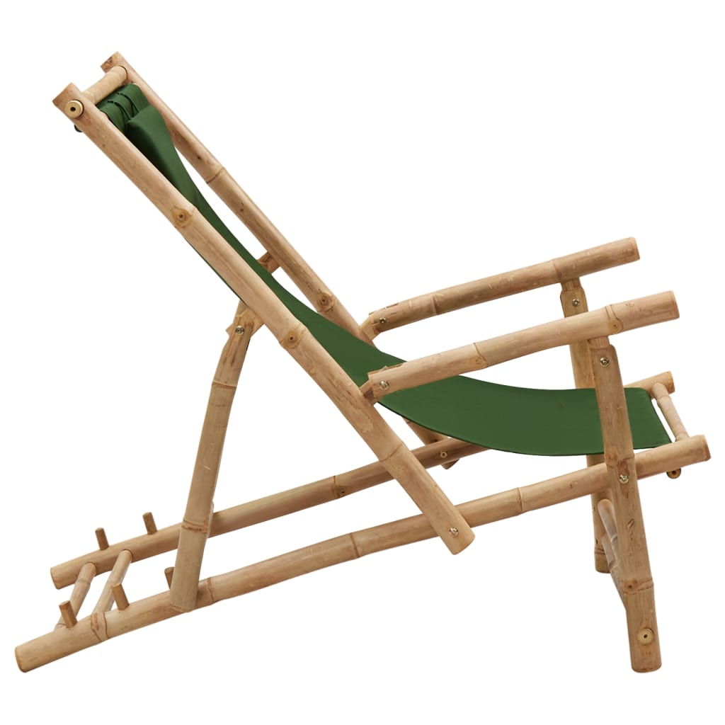 Cadeira de terraço de bambu e lona verde - Image 3