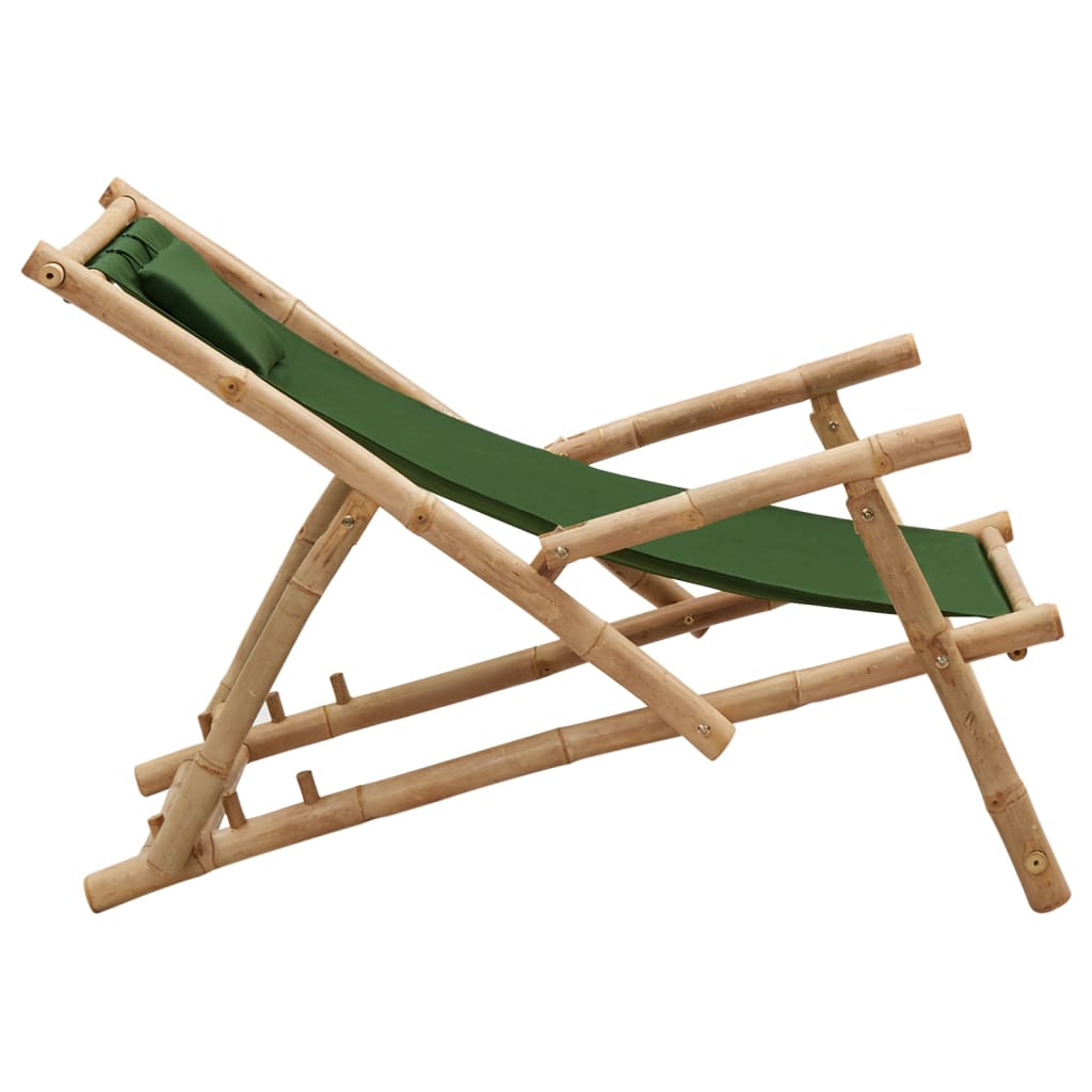 Cadeira de terraço de bambu e lona verde - Image 4