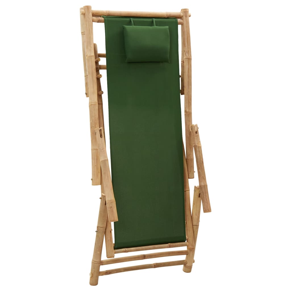 Cadeira de terraço de bambu e lona verde - Image 6
