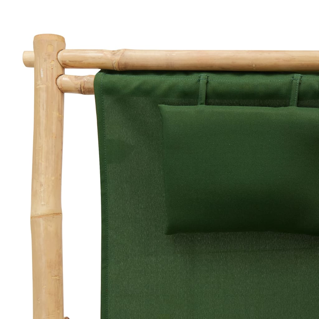 Cadeira de terraço de bambu e lona verde - Image 7