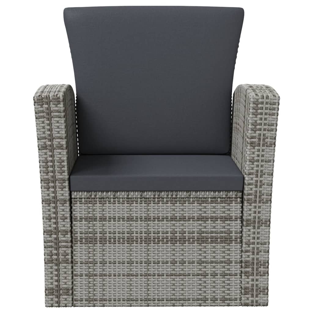 16 pcs conjunto lounge de jardim c/ almofadões vime PE cinzento - Image 3