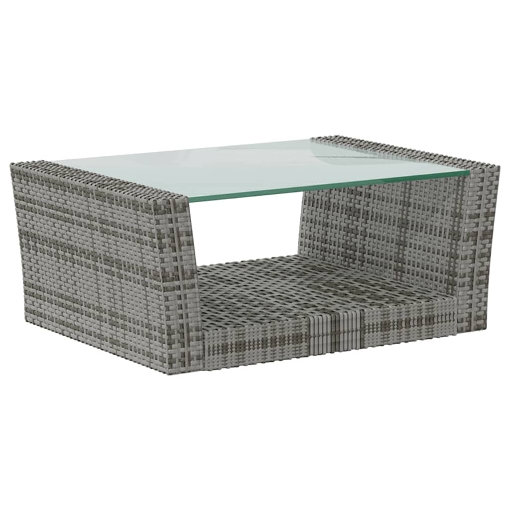16 pcs conjunto lounge de jardim c/ almofadões vime PE cinzento - Image 6