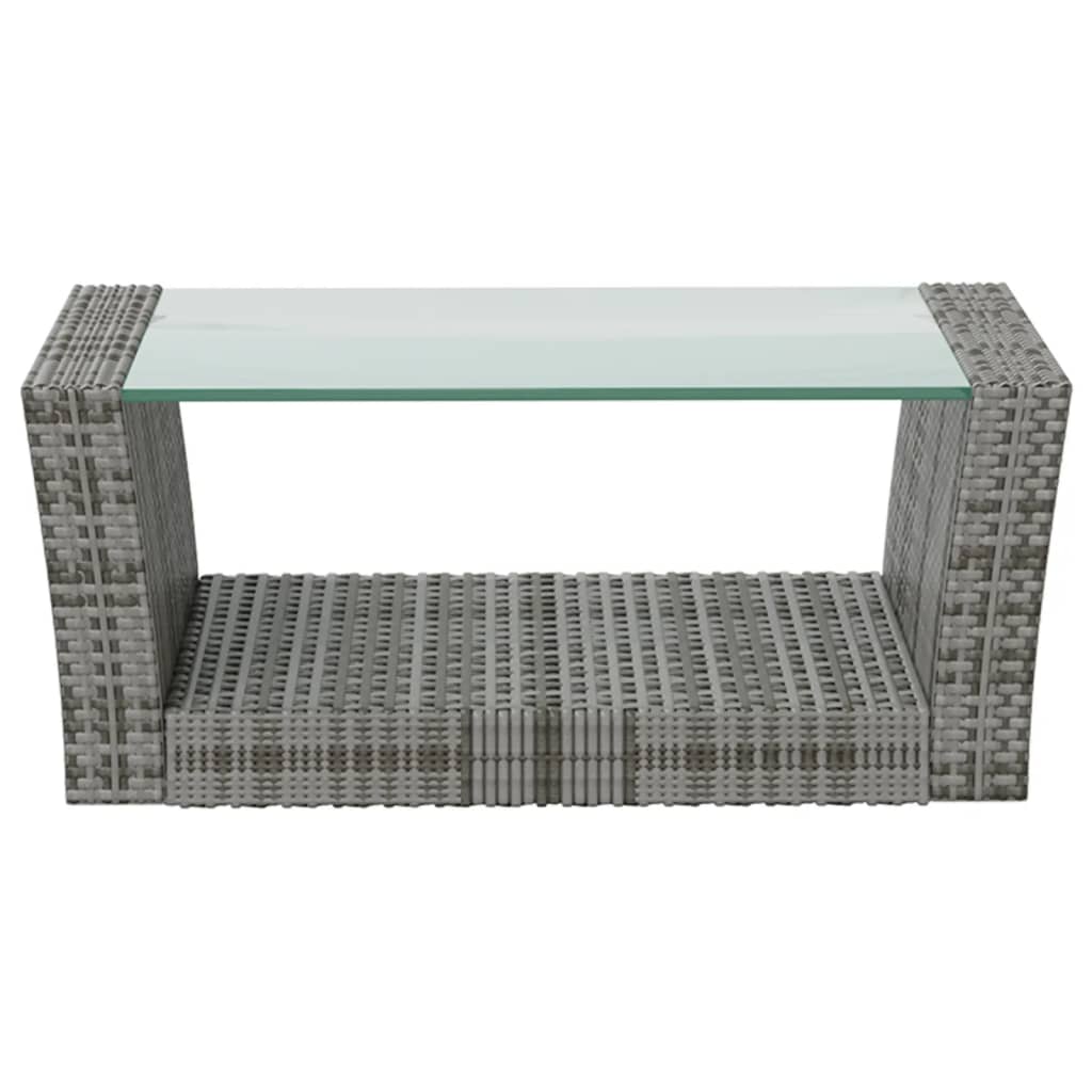 16 pcs conjunto lounge de jardim c/ almofadões vime PE cinzento - Image 7