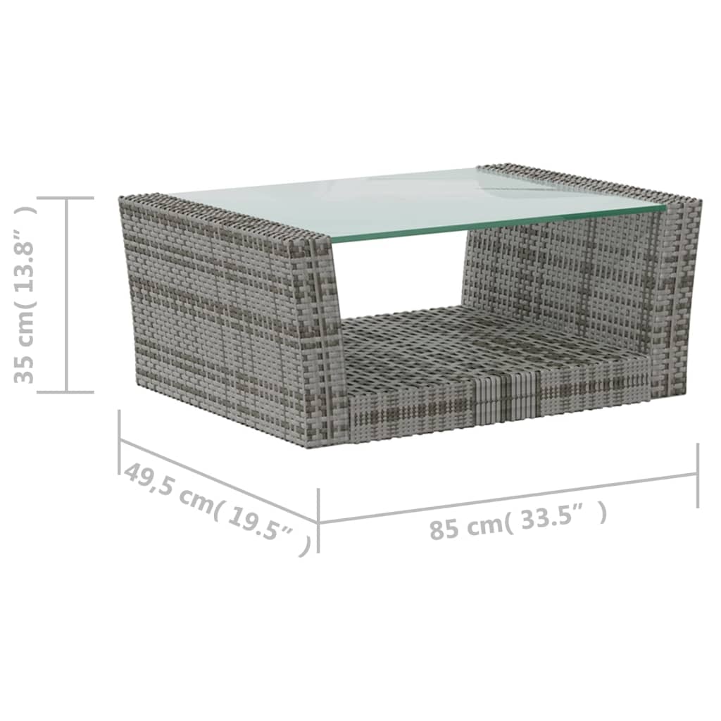 16 pcs conjunto lounge de jardim c/ almofadões vime PE cinzento - Image 10