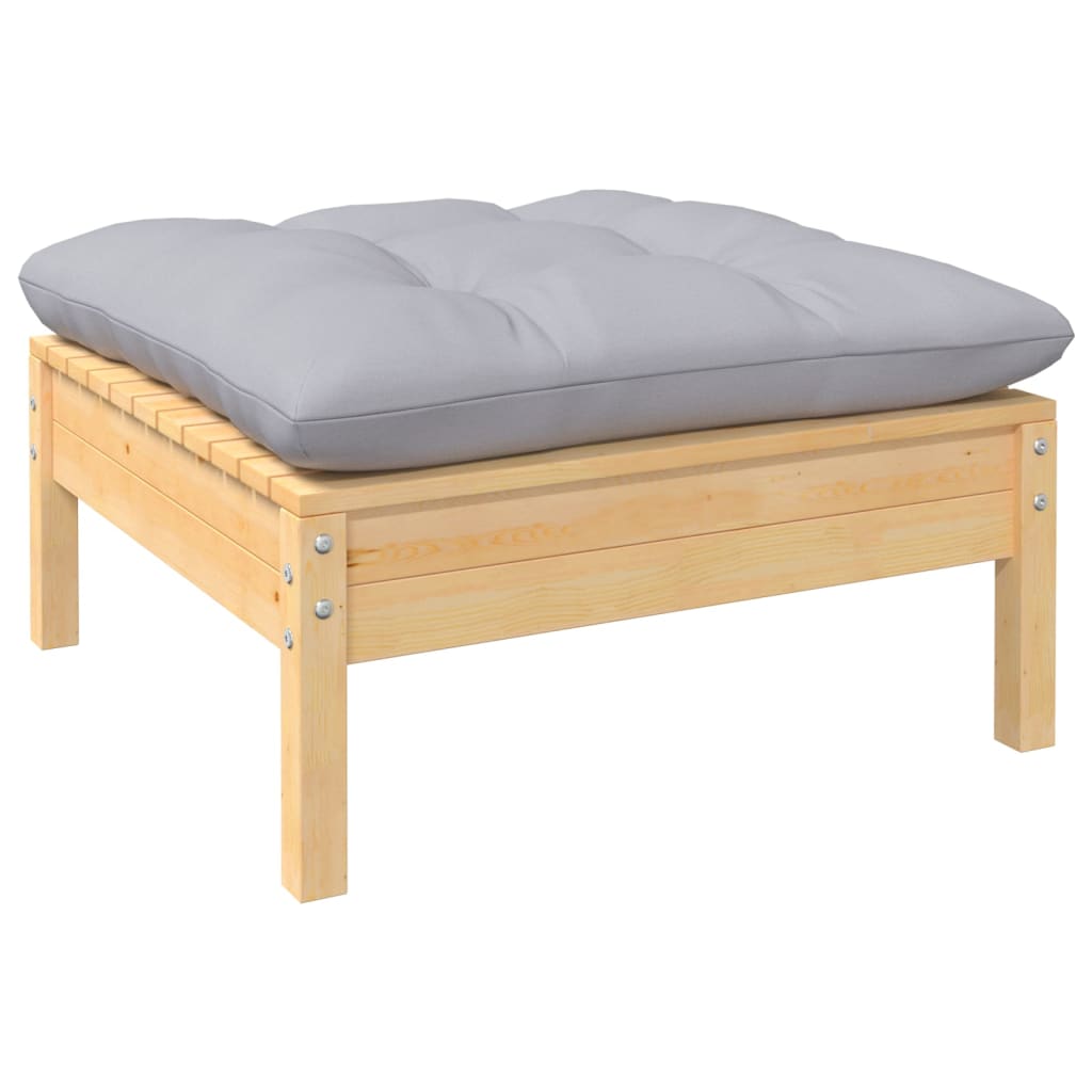 3 pcs conjunto lounge de jardim c/ almofadões cinzentos pinho - Image 5