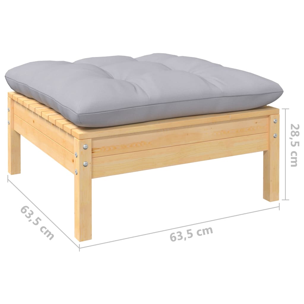 3 pcs conjunto lounge de jardim c/ almofadões cinzentos pinho - Image 7