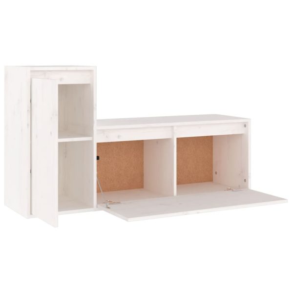 Móveis de TV 2 pcs madeira de pinho maciça branco - Image 3
