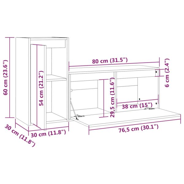 Móveis de TV 2 pcs madeira de pinho maciça branco - Image 10