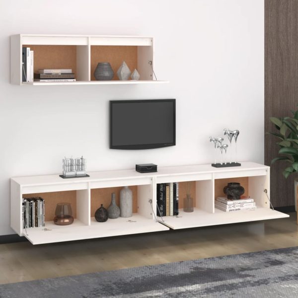 Móveis de TV 3 pcs madeira de pinho maciça branco - Image 2