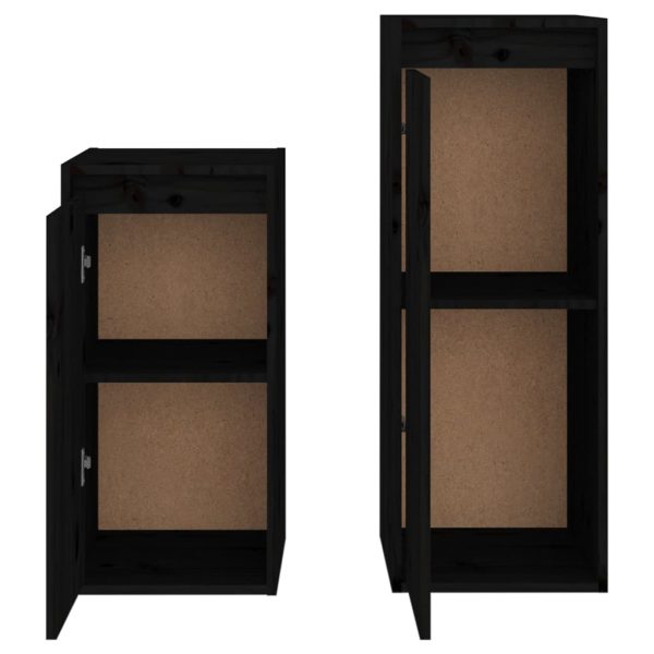 Móveis de TV 2 pcs madeira de pinho maciça preto - Image 3