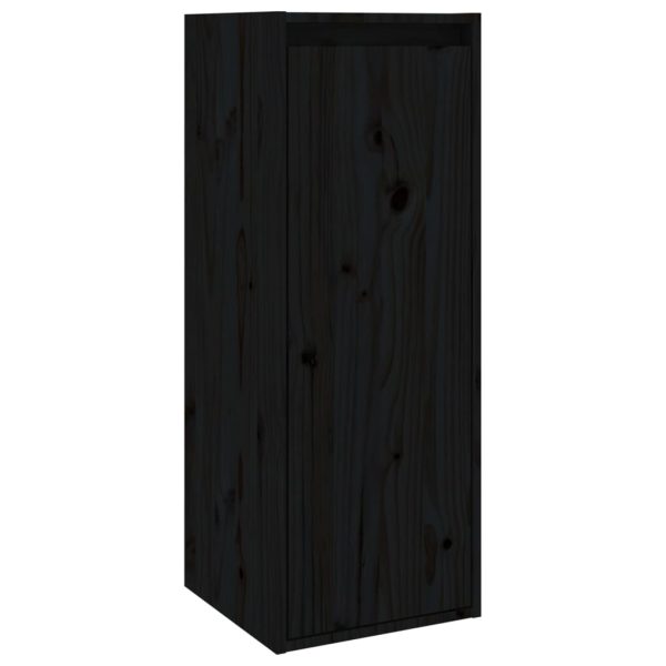 Móveis de TV 2 pcs madeira de pinho maciça preto - Image 6
