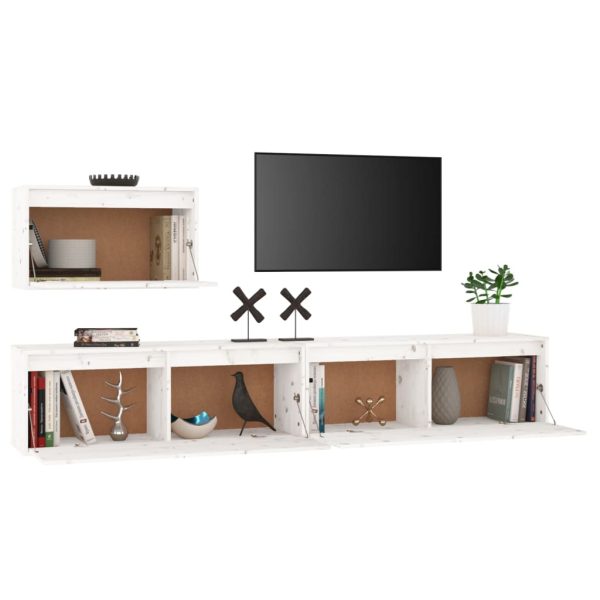Móveis de TV 3 pcs madeira de pinho maciça branco - Image 3