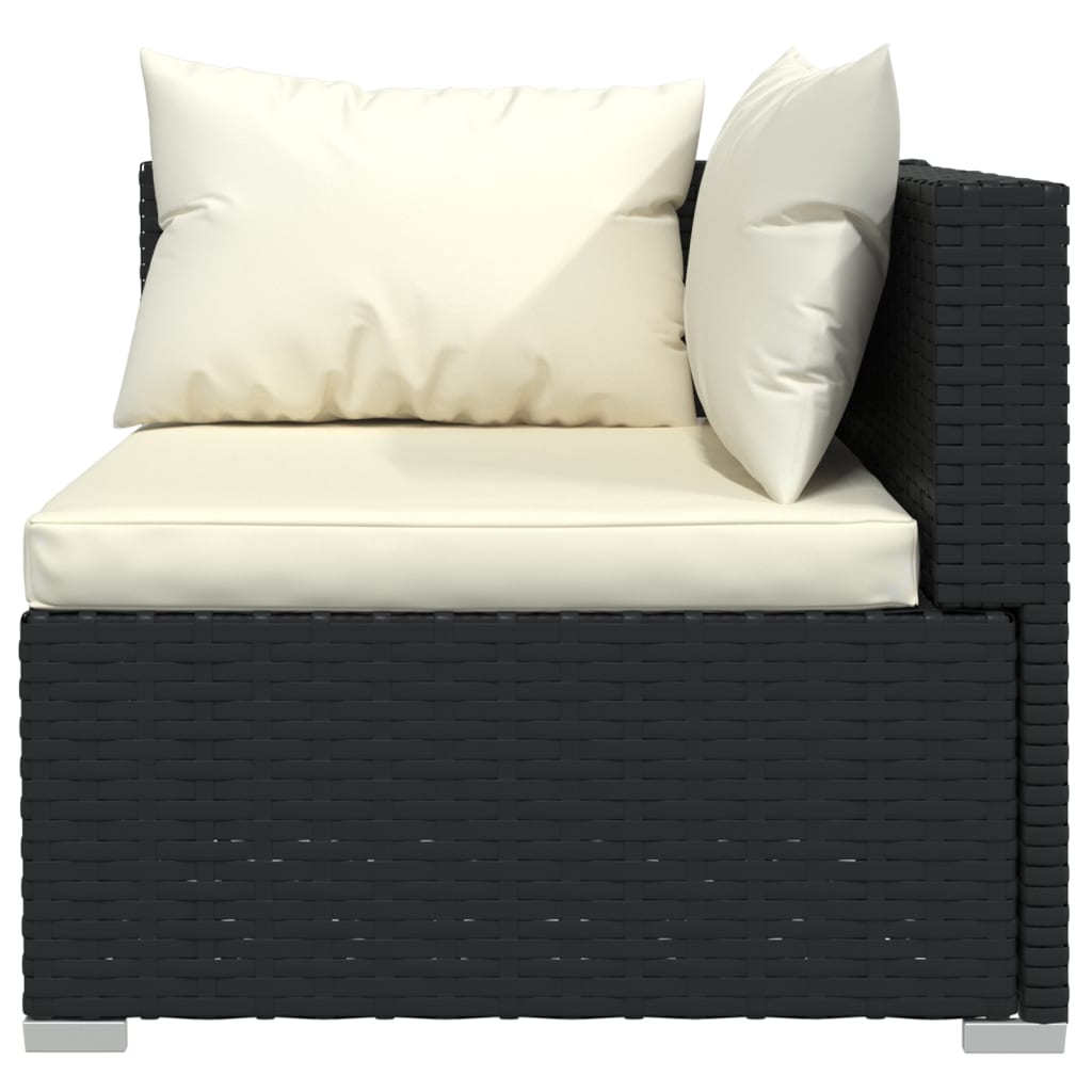 9 pcs conjunto lounge de jardim c/ almofadões vime PE preto - Image 3