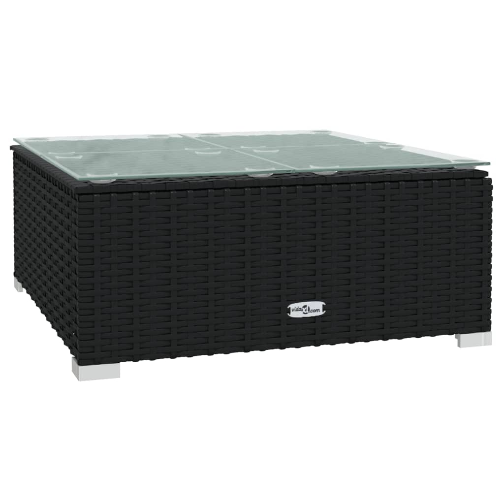9 pcs conjunto lounge de jardim c/ almofadões vime PE preto - Image 4
