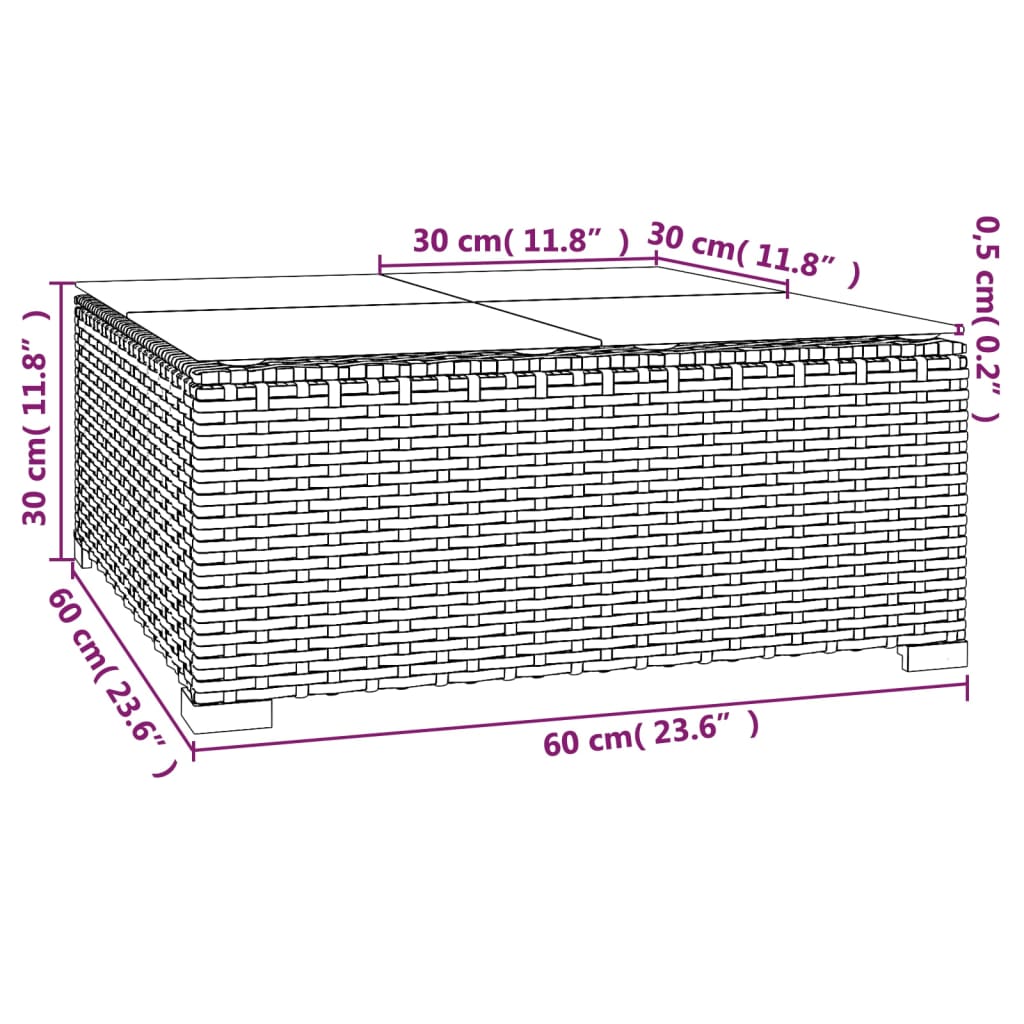 9 pcs conjunto lounge de jardim c/ almofadões vime PE preto - Image 8