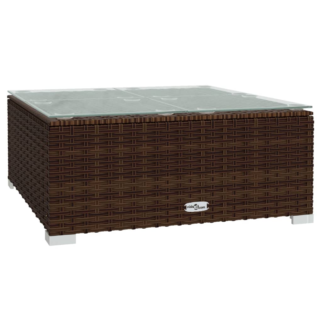 9 pcs conjunto lounge jardim c/ almofadões vime PE castanho - Image 4