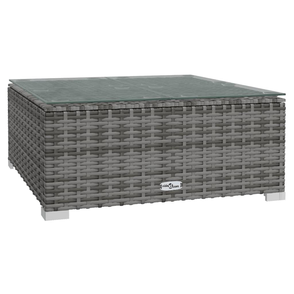 8 pcs conjunto lounge de jardim c/ almofadões vime PE cinzento - Image 8