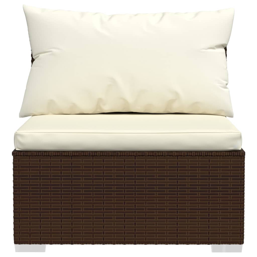9 pcs conjunto lounge jardim c/ almofadões vime PE castanho - Image 4