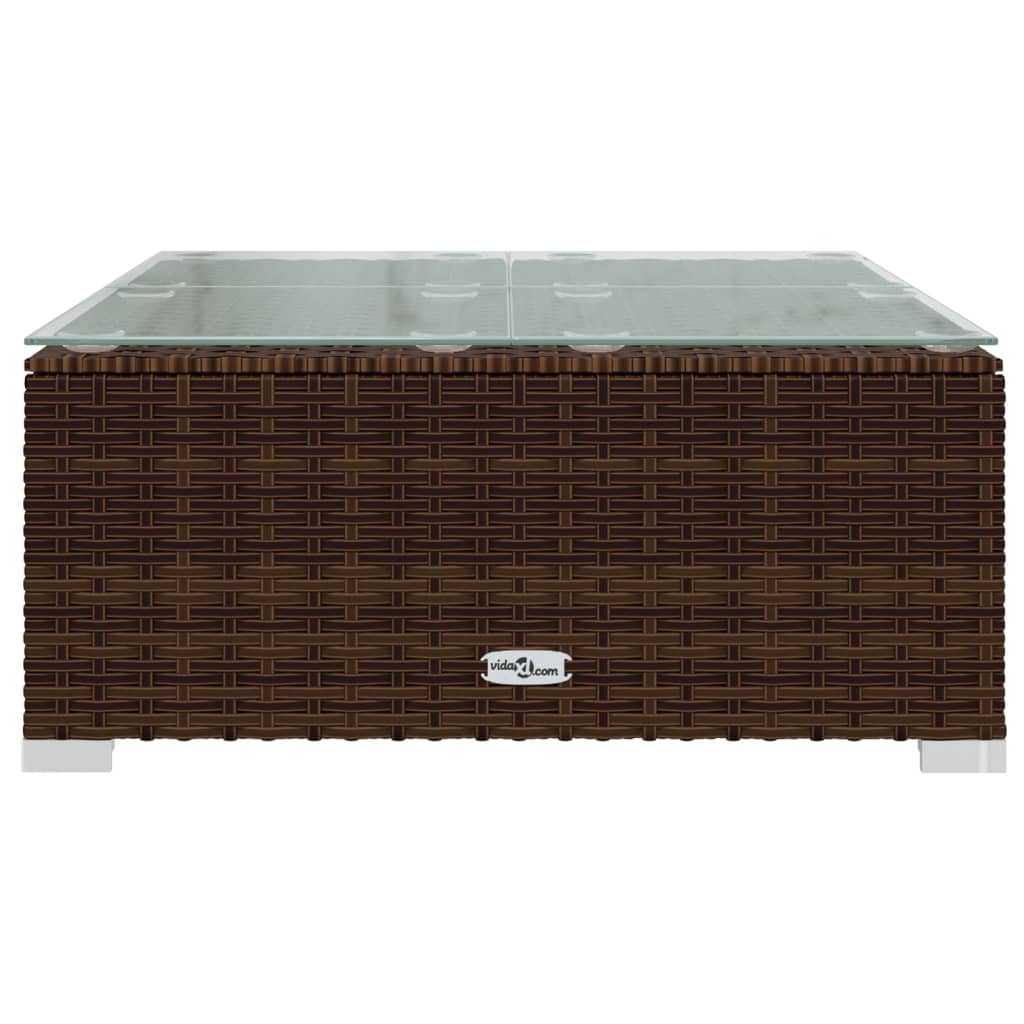 9 pcs conjunto lounge jardim c/ almofadões vime PE castanho - Image 8
