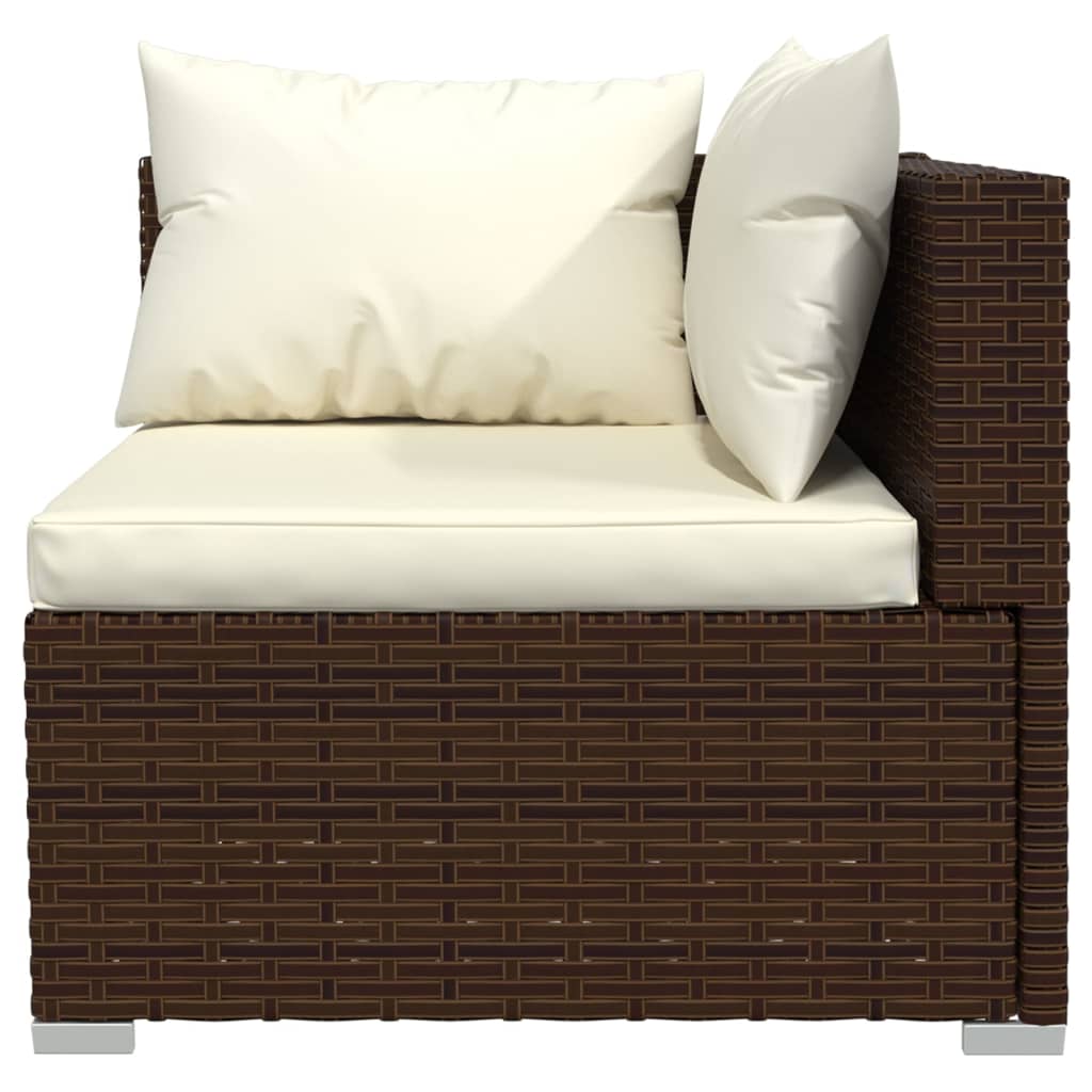 9 pcs conjunto lounge jardim c/ almofadões vime PE castanho - Image 4