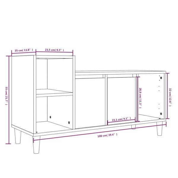 Móvel de TV 100x35x55 cm derivados de madeira cinzento sonoma - Image 8